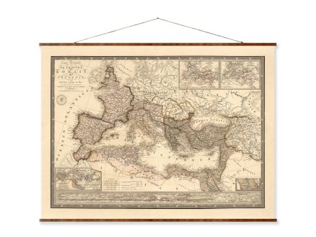 Map of the Roman Empire Vintage European City Map on Ready to Hang Roll Down Canvas Decorative Antique Map Scroll of Italy For Sale