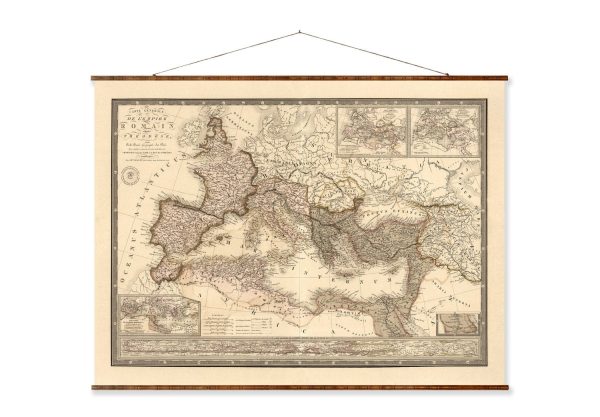 Map of the Roman Empire Vintage European City Map on Ready to Hang Roll Down Canvas Decorative Antique Map Scroll of Italy For Sale