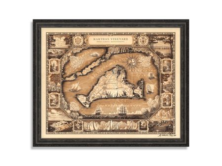 Martha s Vineyard Map Vintage Pictorial Poster Print on Matte Paper Decorative Antique Wall City Map Decor of Massachusetts Fashion