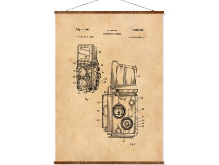 Photographic Camera Patent Vintage Illustrations Ready to Hang Roll Down Industrial Decorative Canvas Scroll Supply