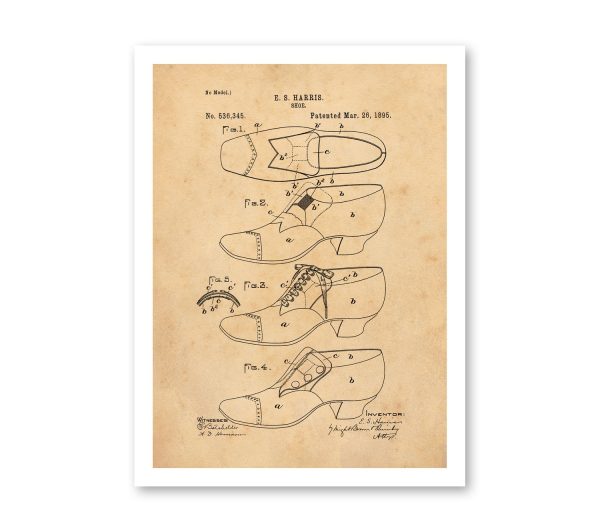 Vintage Shoe Patent Vintage Illustrations  Industrial Decorative Fashion Print  BUY 3 Get 4th PRINT FREE Online Hot Sale