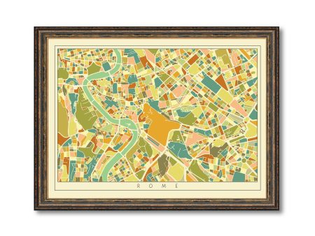 Rome City Mosaic Art Map Print Vintage Colored Map Modern Home Wall Decor Online Hot Sale