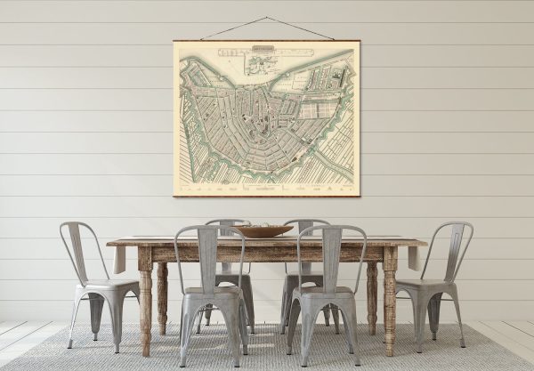 Map of Amsterdam Vintage European City Map on Ready to Hang Roll Down Canvas Decorative Antique Wall Decor Map Scroll of The Netherlands Sale