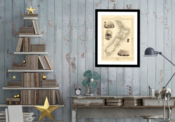 Map of New Zealand Antique Poster Print on Matte Paper Map of Auckland on Sale