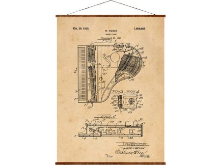 Grand Piano Patent Vintage Illustrations Ready to Hang Roll Down Industrial Decorative Musical Instrument Canvas Scroll For Cheap