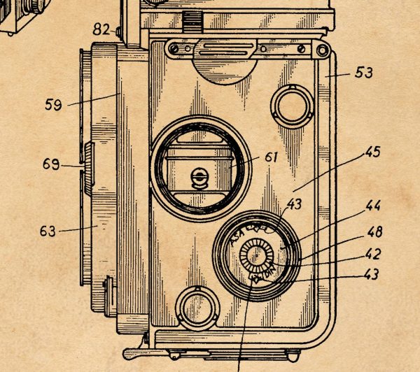 Photographic Camera Patent Vintage Illustrations Ready to Hang Roll Down Industrial Decorative Canvas Scroll Supply