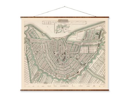 Map of Amsterdam Vintage European City Map on Ready to Hang Roll Down Canvas Decorative Antique Wall Decor Map Scroll of The Netherlands Sale