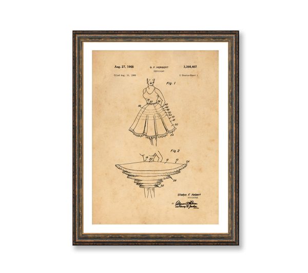 Petticoat Patent Vintage Illustrations  Industrial Fashion Decorative Print BUY 3 Get 4th PRINT FREE For Cheap