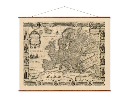 Map of Europe 1668 Vintage Old World Map on Canvas Decorative 17th Century Wall Scroll For Cheap