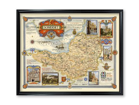 Somerset Map Poster Print Vintage Home Wall Decor of England For Cheap