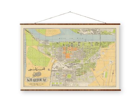 Map of Khartoum Sudan on Ready to Hang Roll Down Canvas Decorative Antique Wall Decor Egyptian Map Scroll For Discount