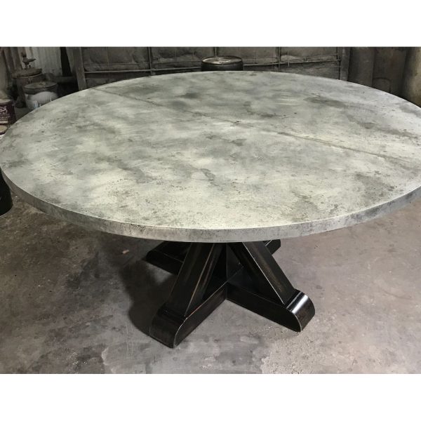 Henrik, Hammered Zinc Round Dining Table Online now