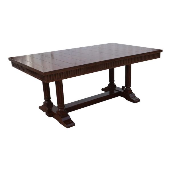 Cambria Rustic Extension Trestle Dining Table Built in Reclaimed Wood Discount