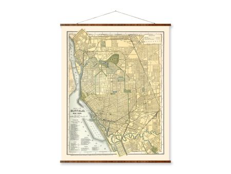 Buffalo City Map Vintage City Map on Ready to Hang Roll Down Canvas Decorative Antique Wall Decor Map Scroll For Cheap