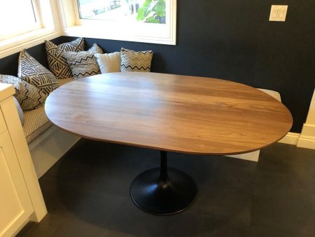 Oval Tulip Base Kitchen Dining Table With Walnut Top on Sale