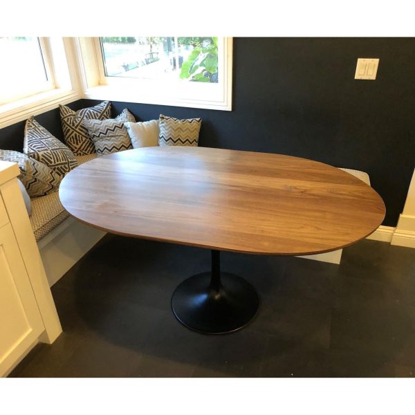 Oval Tulip Base Kitchen Dining Table With Walnut Top on Sale