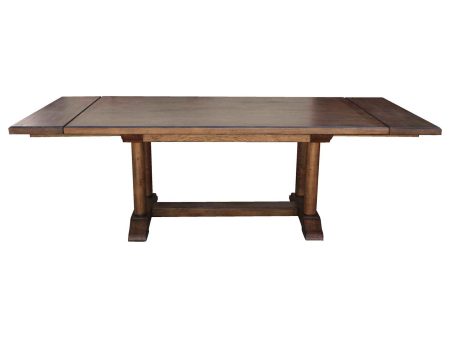 Cambria Rustic Extension Trestle Dining Table Built in Reclaimed Wood Discount