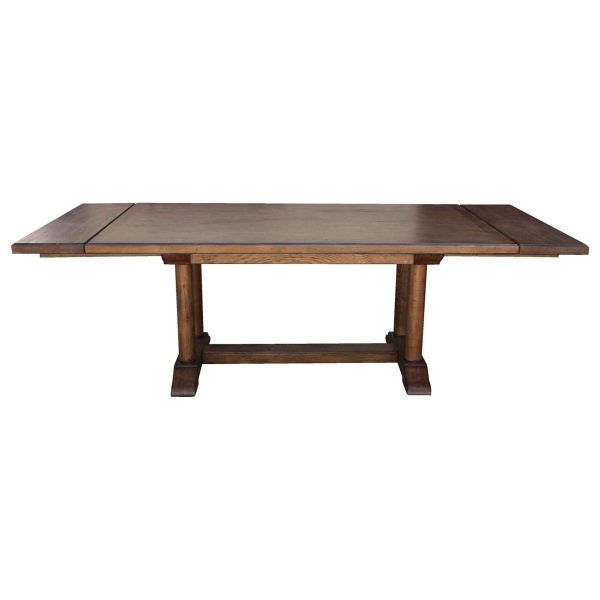 Cambria Rustic Extension Trestle Dining Table Built in Reclaimed Wood Discount