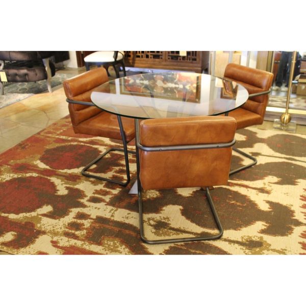 Arden Walnut Table with Glass Top Hot on Sale