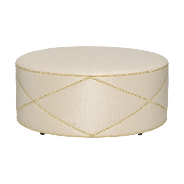 Jacqueline Round Nailhead Ottoman Supply