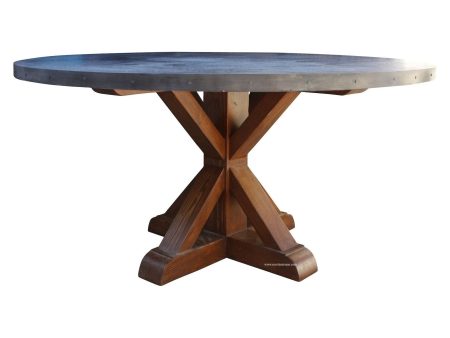 Henrik, Hammered Zinc Round Dining Table Online now