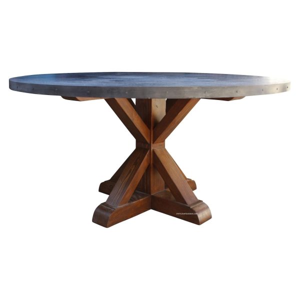 Henrik, Hammered Zinc Round Dining Table Online now