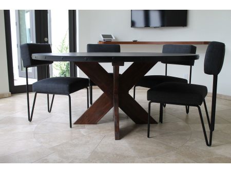 Modern Round Metal Top X Base Dining Table Online now