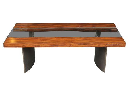 Reclaimed Wood Free Edge Coffee Table with Industrial Metal Legs Fashion