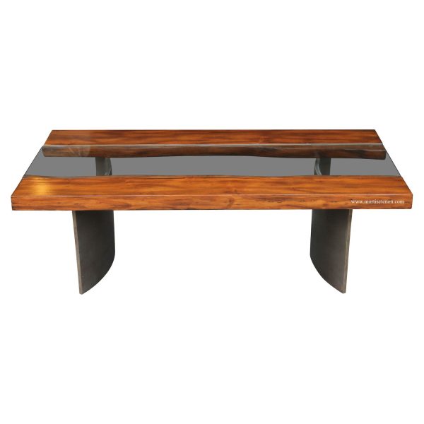 Reclaimed Wood Free Edge Coffee Table with Industrial Metal Legs Fashion