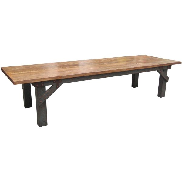 Industrial Work Bench Dining Table in Reclaimed Wood For Discount