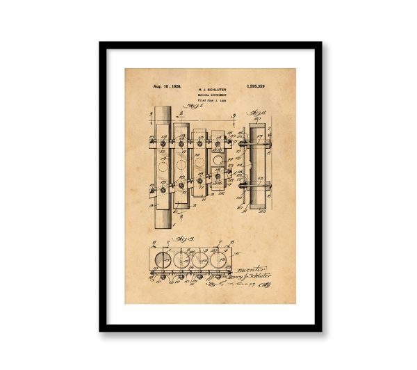 Xylophone Patent Vintage Illustrations  Industrial Decorative Print Musicians Studio Decor BUY 3 Get 4th PRINT FREE Online Hot Sale