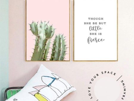 A Cute Pair - Pink Cactus & Quote on Sale