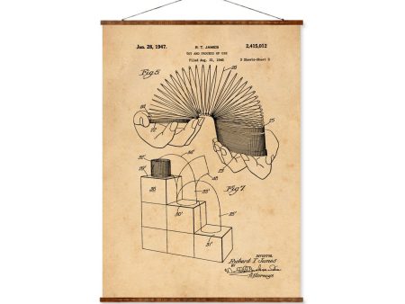 Slinky Toy Patent Vintage Illustrations Ready to Hang Roll Down Industrial Decorative Canvas Scroll Game Room Decor For Discount