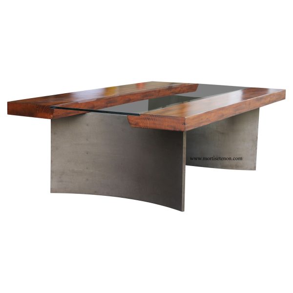 Reclaimed Wood Free Edge Coffee Table with Industrial Metal Legs Fashion