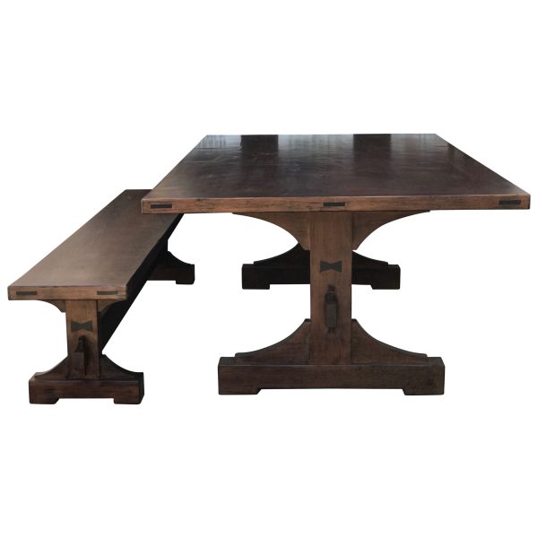 Custom Keyed Trestle Dining Table and Benches for Home in Big Bear Cheap