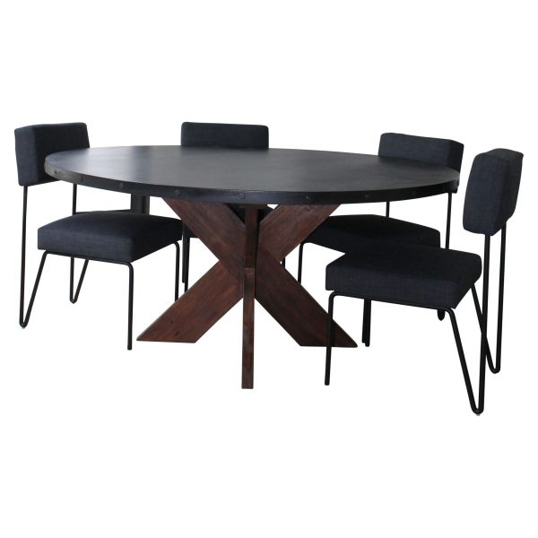 Modern Round Metal Top X Base Dining Table Online now