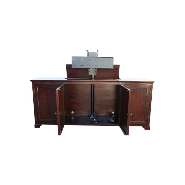 Custom Mahogany Plasma Cabinet with a Motorized Lift For Sale