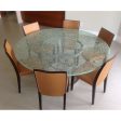 Round Crackle Glass Dining Table With Tripod Metal Base Cheap