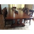 Lourdes Plank Top Trestle Dining Table and X Back Dining Chairs Hot on Sale