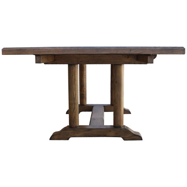 Cambria Rustic Extension Trestle Dining Table Built in Reclaimed Wood Discount