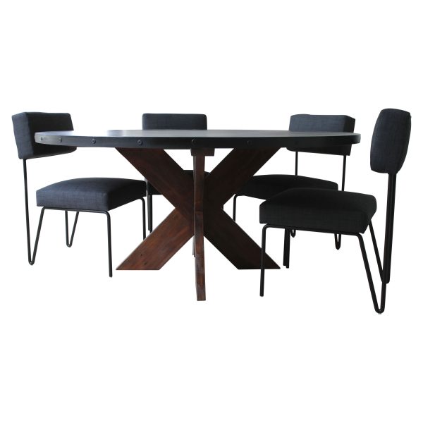 Modern Round Metal Top X Base Dining Table Online now