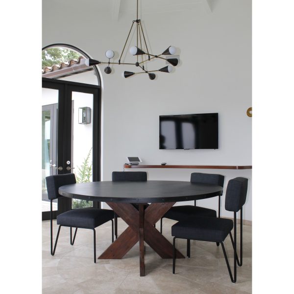 Modern Round Metal Top X Base Dining Table Online now