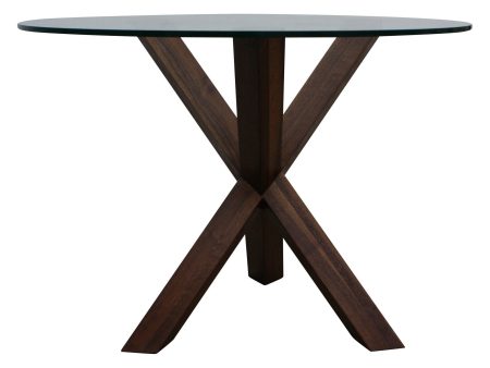 Arden Walnut Table with Glass Top Hot on Sale