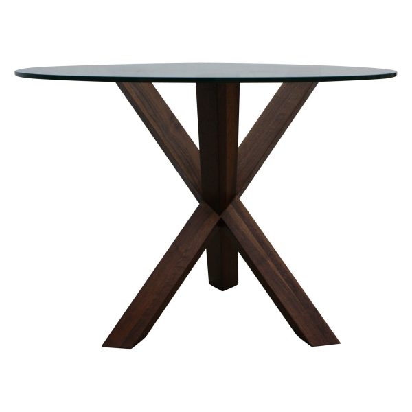 Arden Walnut Table with Glass Top Hot on Sale