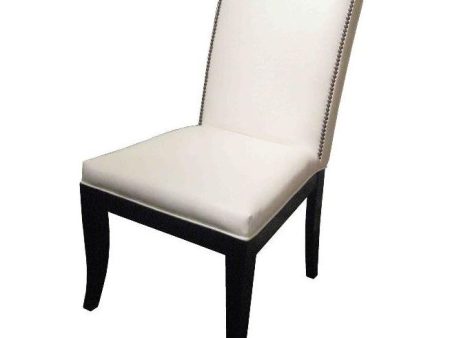 Carson, Camel back Dining Chair in Faux White Leather For Sale