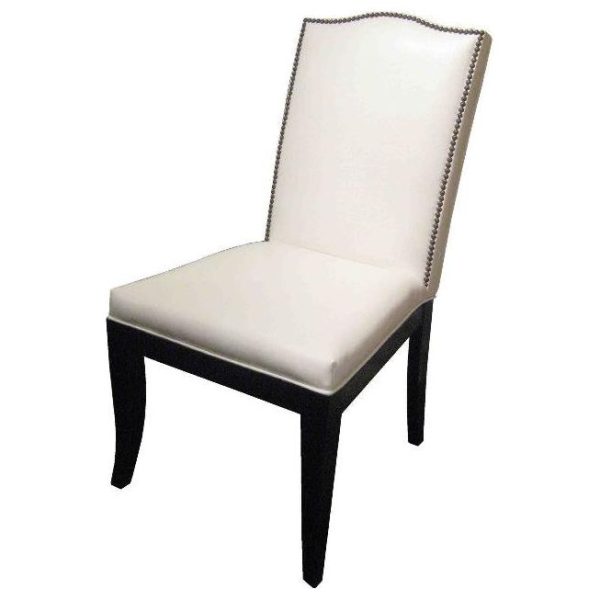 Carson, Camel back Dining Chair in Faux White Leather For Sale