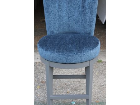 Swivel Bar Height Stools in Blue Chenille Cheap