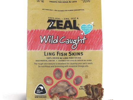 2 FOR $28.50: Zeal Free Range Naturals Ling Fish Skins Cat & Dog Treats 125g Supply