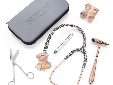 ProCardial® Titanium Cardiology Stethoscope Kit - Snow Leopard Rose Gold For Sale